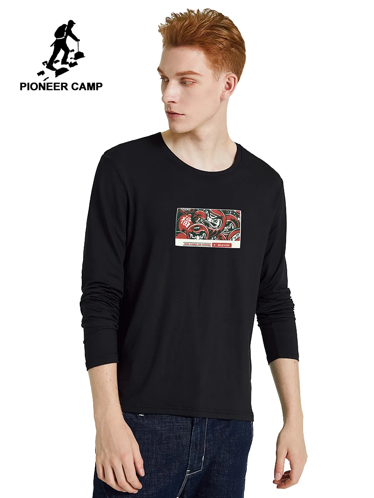 

Pioneer Camp Streetwear Summer T-shirts Mens Long Sleeve Casual Basic Fashion Pattern Printed Black Gray White tshirt ACT0105016