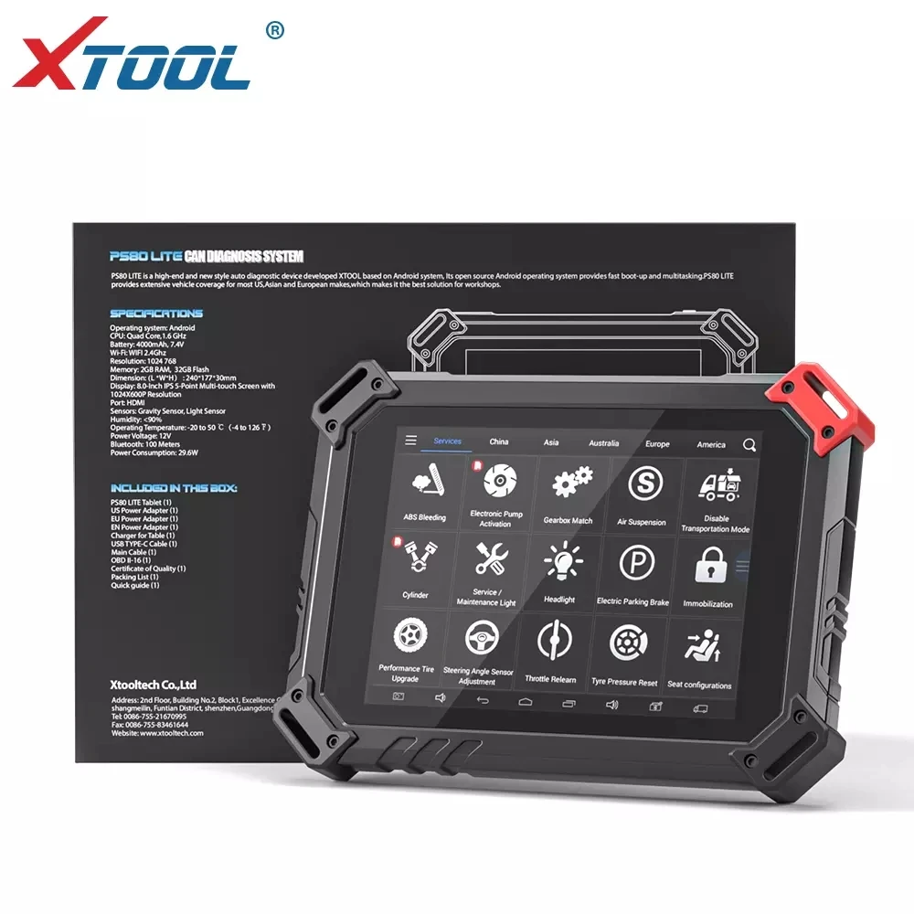XTOOL PS80 Lite полная система Профессиональный диагностический инструмент OBD2 IMMO DPF TPMS