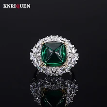 

Charms 100% 925 Sterling Silver 12*12mm Emerald Rings for Women Luxury Created Diamond Gemstone Vintage Party Ring Fine Jewelry