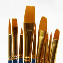 10 шт./лот, высокое качество, детская Акварельная гуашь, ручка для рисования, нейлоновая кисть для волос, деревянная ручка, набор кистей для рисования, товары для рукоделия