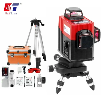 

Kaitian 12 Line Laser Level Tripod&Battery Self-Leveling Profissional 360 Horizontal&Vertical Red Line 3D Livella Laser Receiver