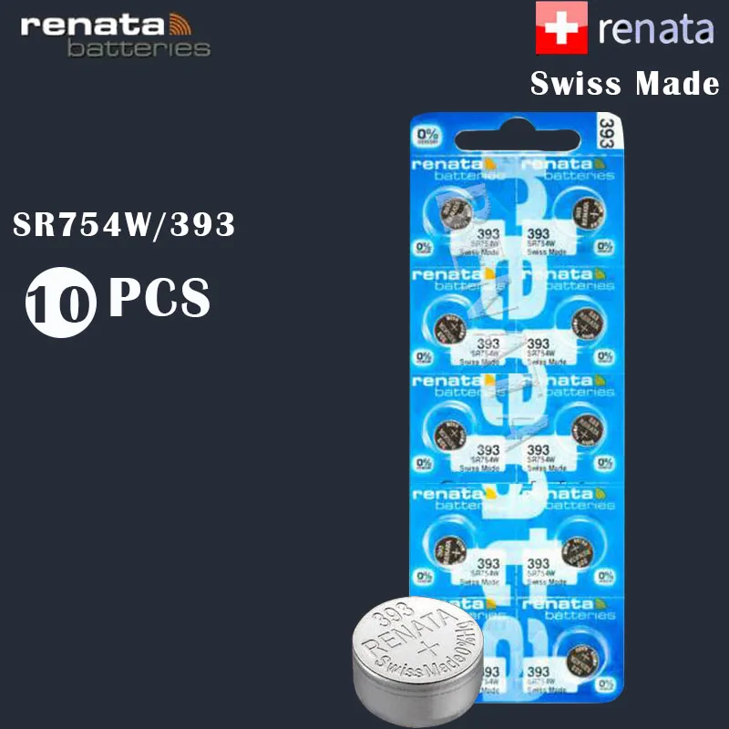 10 шт./лот Renata 393 часы с оксидом серебра SR754W SR48 LR754 AG3 192 Swiss Made батарея Кнопка