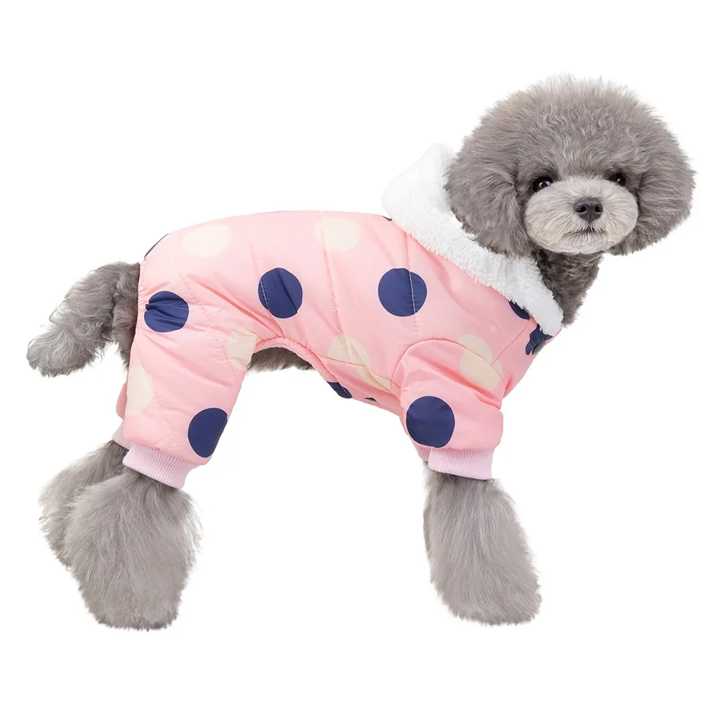 Новая одежда для кошек собак, пальто в крупный горошек с четырьмя носками, осенне-зимняя теплая одежда для кошек и собак, теплое пальто, ropa para perro - Цвет: Pink
