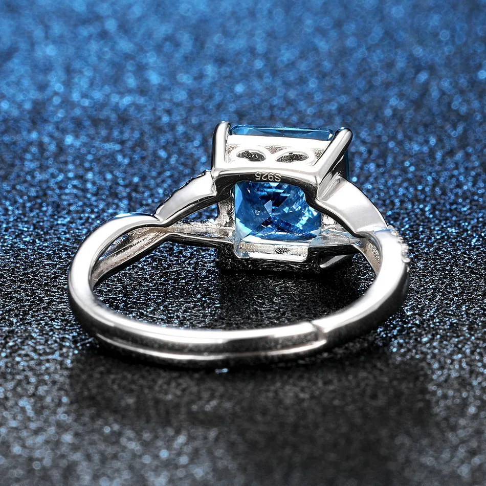 ALLNOEL Silver 925 Jewelry Gemstone Spinel Stunning Rings for Women White Gold Plated Adjustable Fine Jewelry Luxury Wedding