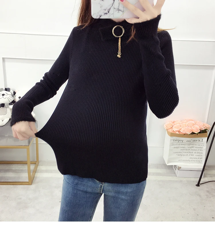 Новая осенняя и зимняя корейская мода для беременных платье куртка утепленный джемпер свитер с длинными рукавами