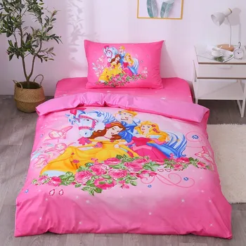 

Disney Cartoon 5 Princess Romantic Date Bedclothes 100% Cotton Duvet Cover Pillowcases for Baby Girls Chidren Gift Bedding Set