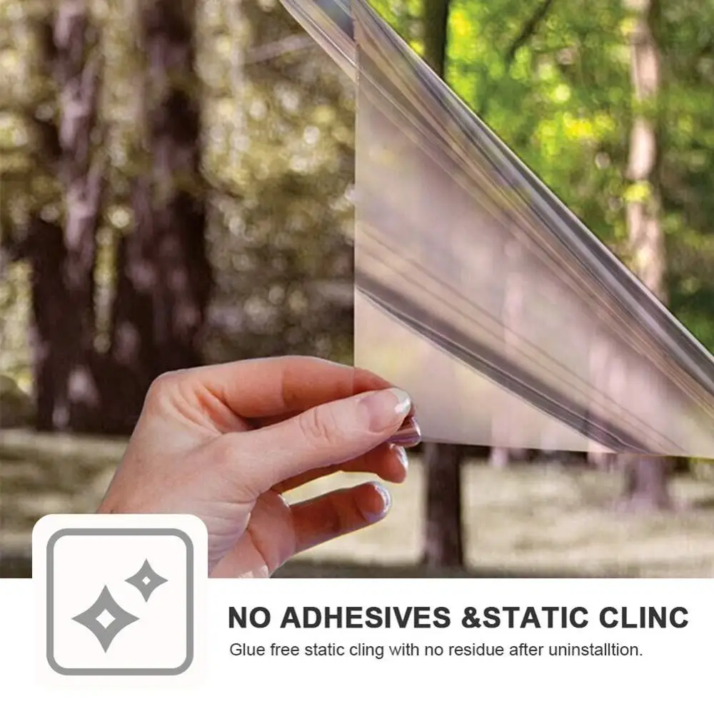 

LUCKYYJ Reflective Window Self-adhesive Film Anti-UV Heat Control One Way Privacy Glass Tint for Home Static Removable Stickers