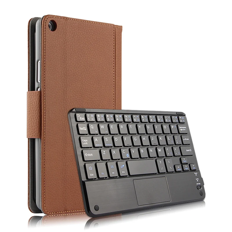 8/ 10 Inch Huawei Mediapad T3 Wireless Trackpad Keyboard Leather Case Kit Bluetooth Tablet Touchpad Keyboard with Protector - Цвет: 8 Inch coffee