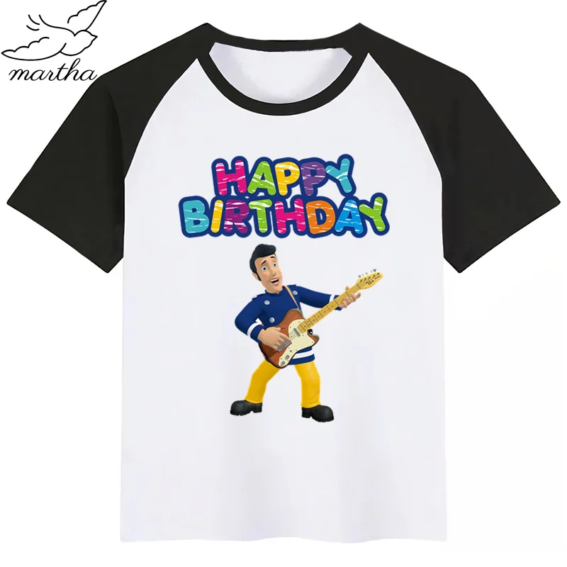 Одежда для детей с надписью «Happy Birthday Number», «Fireman Sam DIYKids»; футболка для девочек; подарок на день рождения; одежда для детей; футболки для мальчиков; футболки для малышей