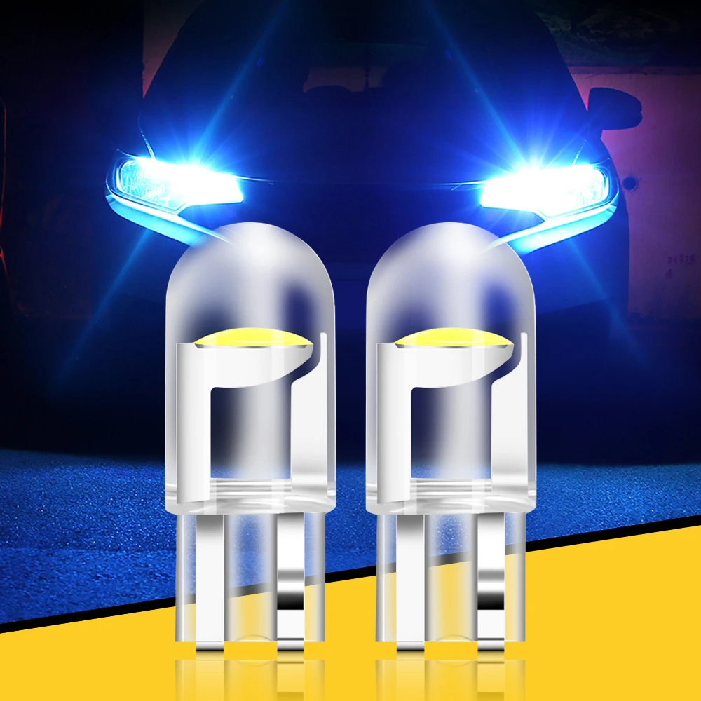 Лампа светодиодная Автомобильная 2x W5W 194 T10 стеклянный корпус Cob светодиодный для