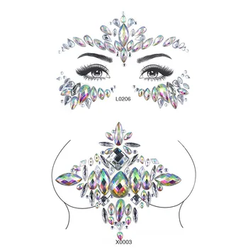 

Face chest jewelry crystal gem party makeup stickers 3D stage rhinestone glitter tattoo gel face jewelry chest gem body painting