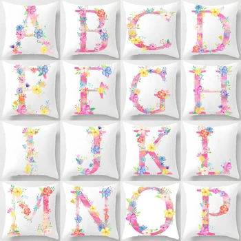 

Flower Letter Decorative Cushion Cover Pillow Pillowcase Polyester 45*45 Throw Pillows Home Decor Pillowcover 40842