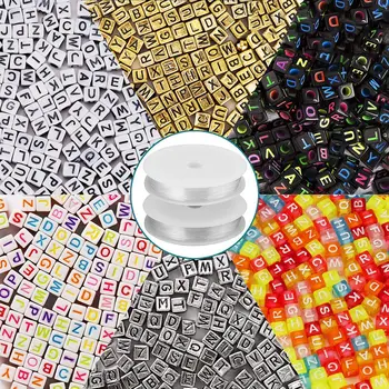 

Alphabet Beads with Crystal String, DIY Bracelet Key Chain Necklace and Other Jewelry Making