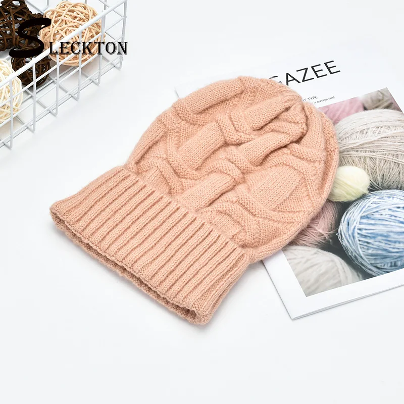 

SLECKTON Knitted Beanies Hats Thick Winter Hats for Women and Girls Solid Ear Protection Warm Melon Cap Bonnet Windproof Unisex