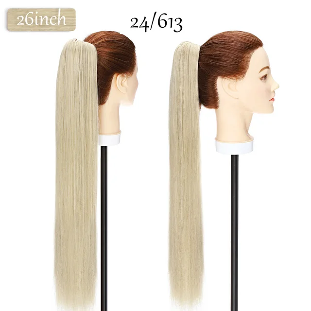 S-noilite Synthetic 12-26inch Claw Clip On Ponytail Hair Extension Ponytail Extension Hair For Women Pony Tail Hair Hairpiece 24-613