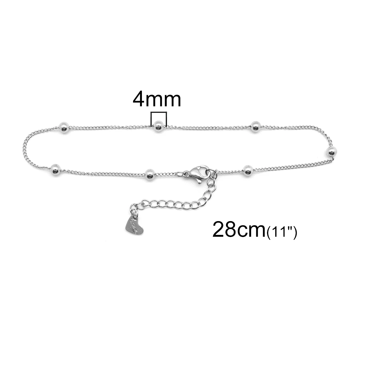 304 Stainless Steel Anklet Silver Color Round Charm Anklet With A Bell Fashion Women Jewelry Gifts 23.5cm(9 2/8") long, 1 Piece - Image 2