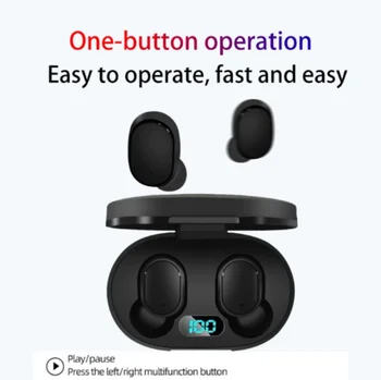

Bluetooth 5.0 LED Earbuds Battery Display Charging Case Mini Size Compact Wireless Music Ear Buds With Charging Case Accessories