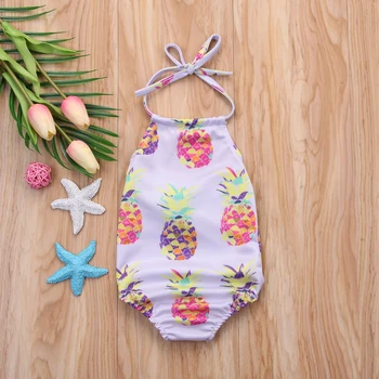 

Kids Baby Girl Sling Pineapple Swimsuit Romper Beachwear Bathing Outfit Romper Swimwear