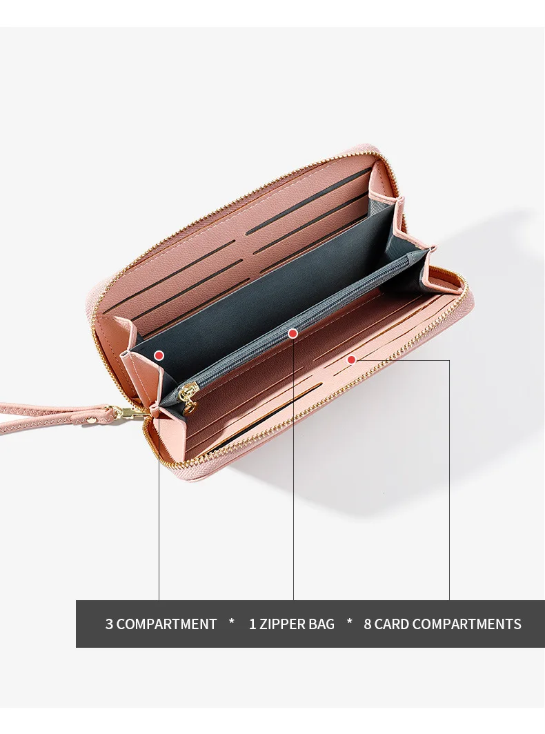 Essential Leather Wallets for Women 2019 Slim Continental Handy Wallet Black Pink Large Capacity Money Organizer wallets Clutch (5)