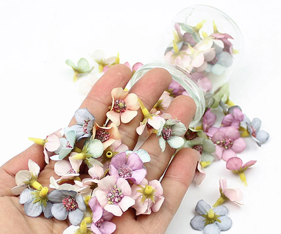 50&100pcs Mini Silk Multicolor Daisy Artificial Flower Heads For Wedding Wreath Scrapbooking DIY Gifts Candy Box Home Decoration