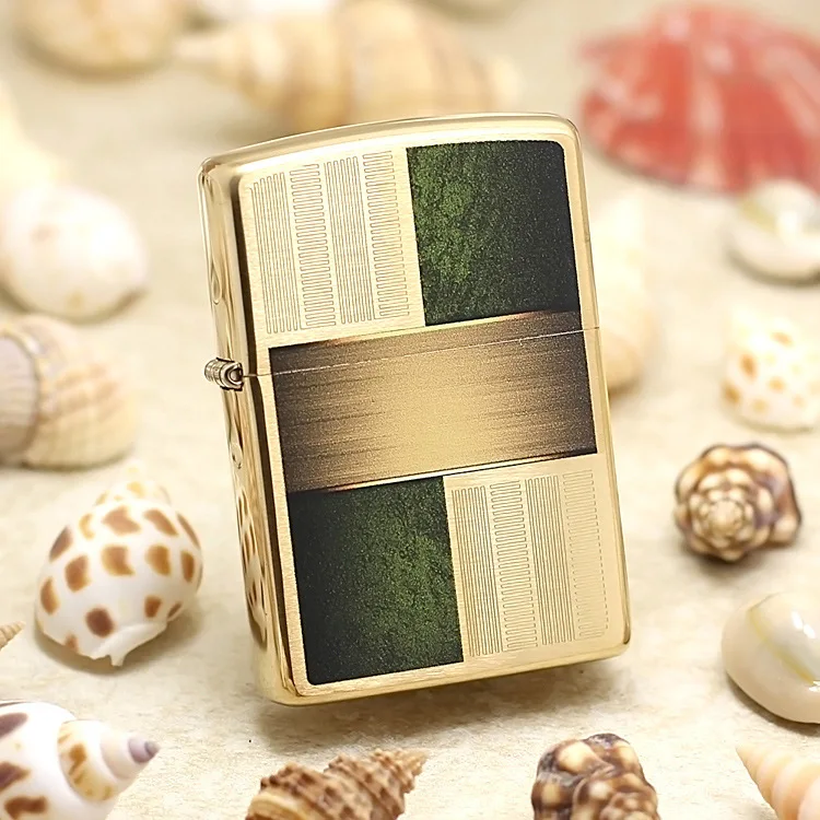 

Genuine Zippo oil lighter copper windproof Golden knitting cigarette Kerosene lighters Gift With anti-counterfeiting code