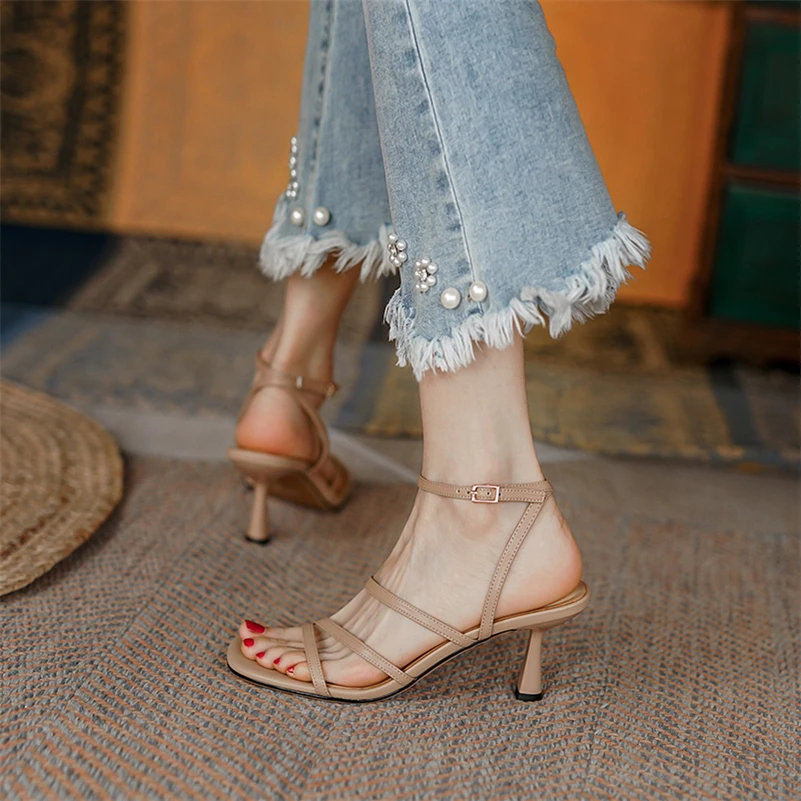 Women Square Ankle Strap Sandals women high heels platform high heels sandals platform sandals ankle buckle sandals For Summer