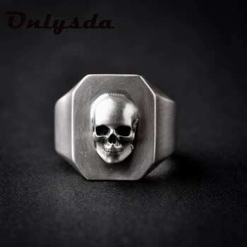 Dropshipping Men's Calvarium Skull Ring Gothic 316L Stainless Steel Biker Ring Motorcycle Band jewellery Party Gift OSR734