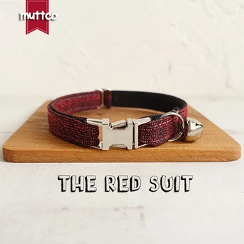 

10pcs/lot MUTTCO wholesale self-designed handsome handmade collar THE RED SUIT unique style cat collar 2 sizes UCC006