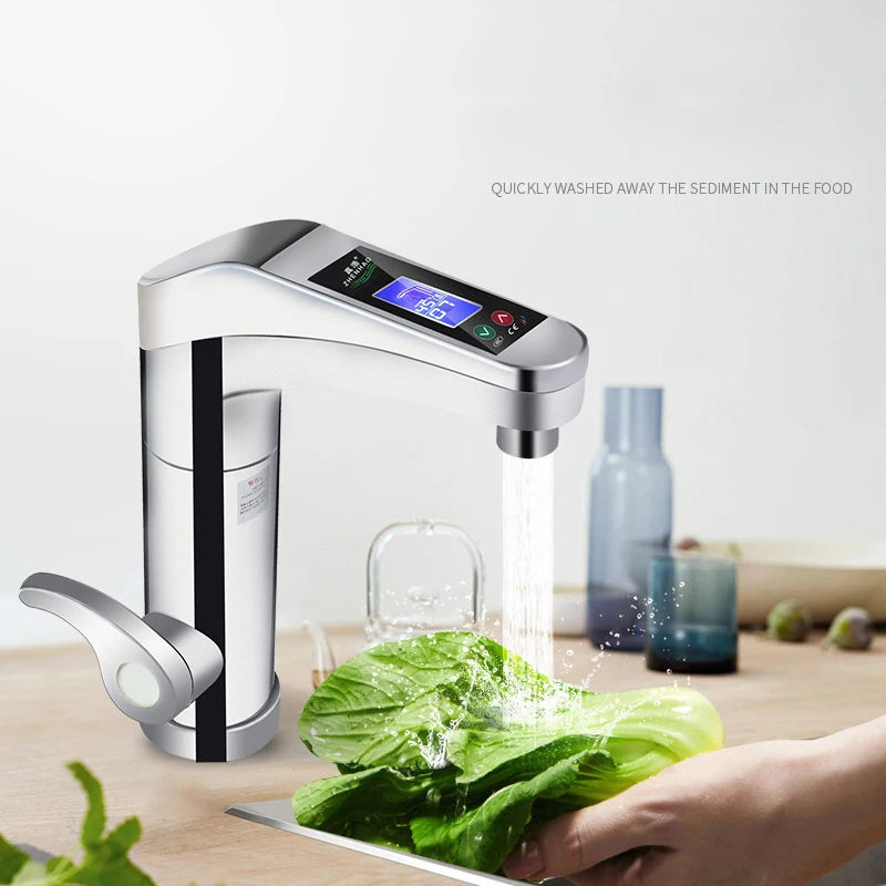 Smart Automatic LCD Display Instant Electric Water Heating Faucet Instantaneous Instant Tankless Water Heater EU Plug