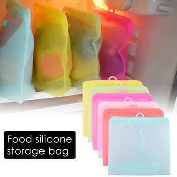 

Reusable Food Bag Sealed Silicone Storage Containers Food Packaging Ziplock Bag Refrigerator Fresh Bag For Fruit Vegetable Snack