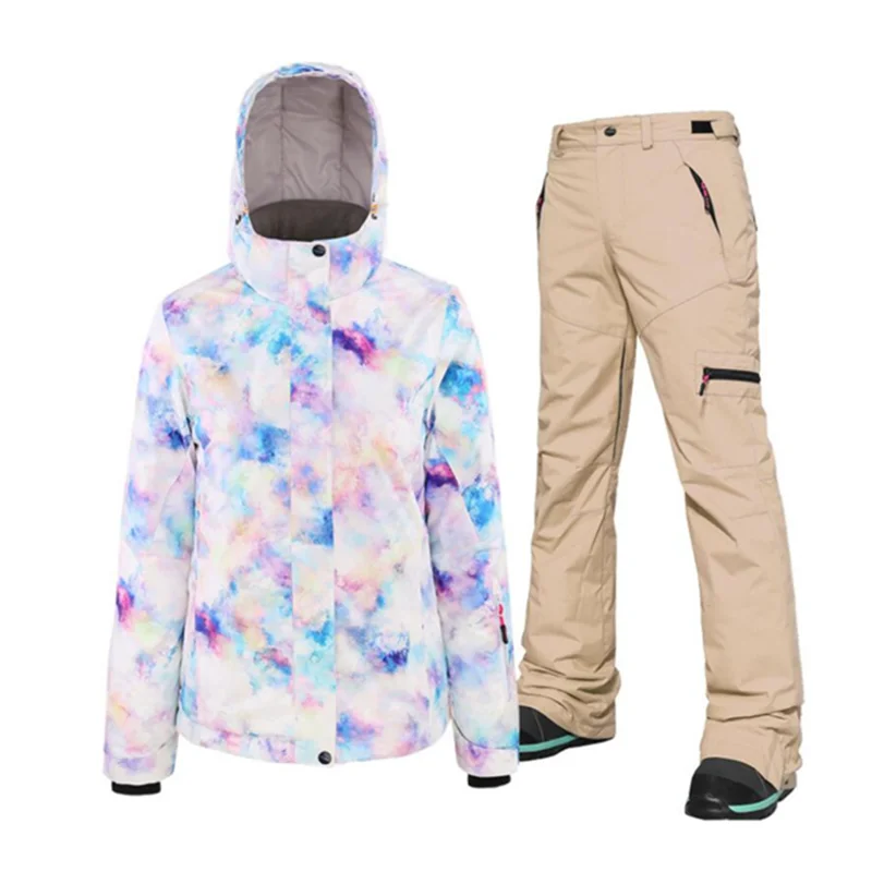 

New Thick Warm Ski Suit Women Warm Waterproof Windproof Skiing and Snowboarding Suits Female Snow Costumes Outdoor Wear