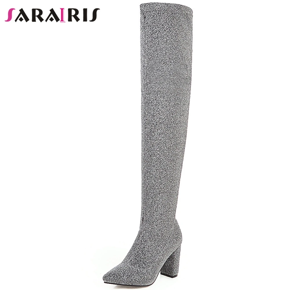 

SARAIRIS New Spring New INS Fashion Female Sexy Party Street Thigh High Boots High Heels Boots Women over-the-knee Shoes Woman