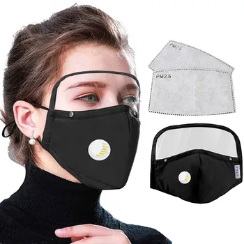 

glasses Dustmask Outdoor spitting Protective With Eyes Shields+2 Filters Washable Reusable Activated Carbon Mascarilla Face Mask