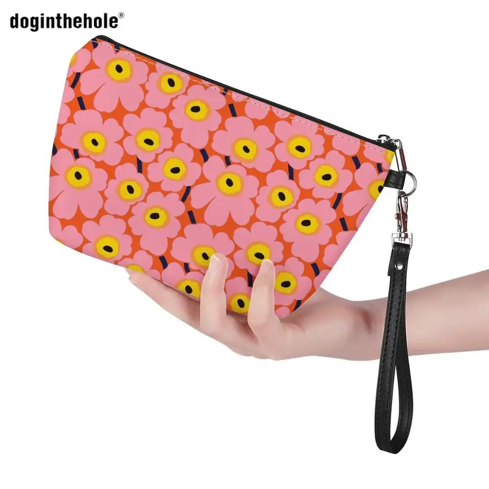 

Doginthehole Funtion Make Up Bags Women Nordic Flowers Printing Cosmetic Cases Ladies Makeup Pouch Females Poppy Cosmetic Bag