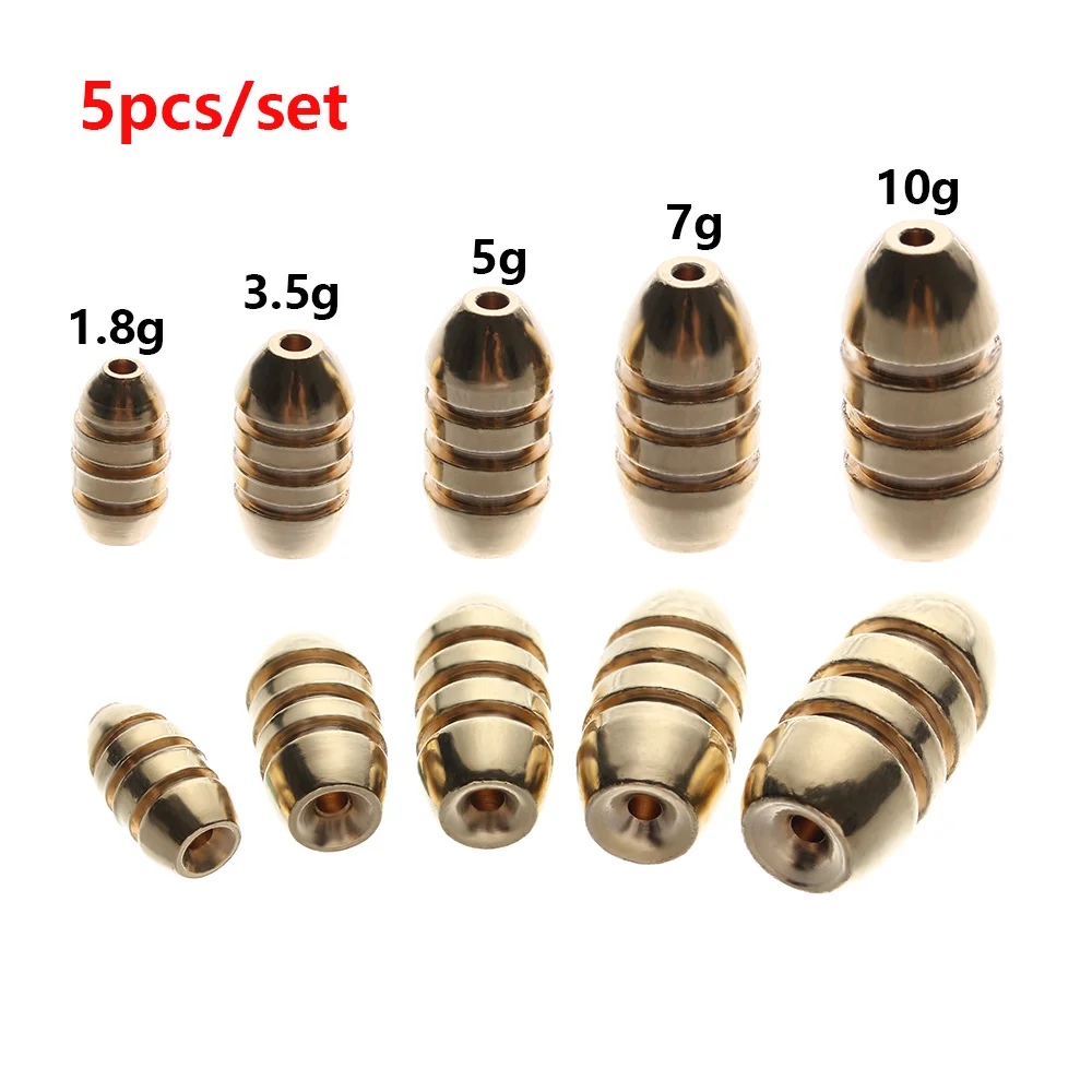 

5pcs New Copper Lead Sinker Weights 10g,7g,5g,3.5g,1.8g Sharped Copper Fishing Accessories Fishing Tackle