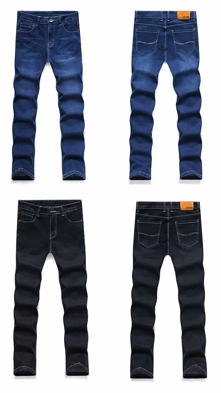 Новинка 2019, Мужские осенне-зимние хлопковые джинсы, мужские облегающие штаны, Стрейчевые деловые прямые эластичные джинсовые брюки