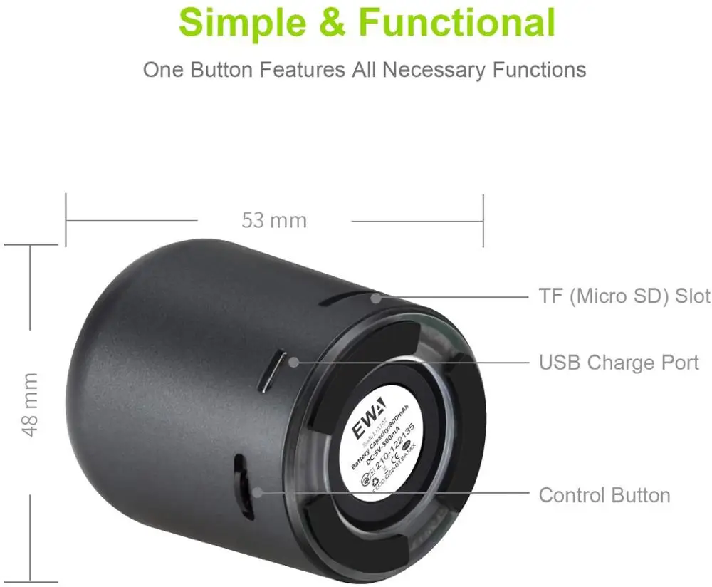 Caixas de Som Alto-falantes e Subwoofer Super-mini Portátil Bluetooth Alto-falante Tws Melhor Som Baixo Boombox Metal Corpo Carro Ewa 5.0 - Image 3