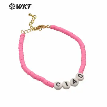 

MPB010 New hot sales popular light pink letters bracelet lady strand bracelet tiny summer vacation custom bracelet