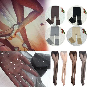 

Sexy Ultra Thin Bling Pantyhose Crystal Rhinestone Tights Slim Fit Long Stocking See Through Lace Pantyhose Mesh Tights Shiny