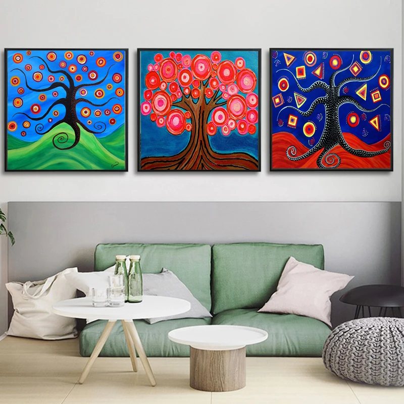 Абстрактный геометрический Круг красочный сон дерево принты плакат печать на