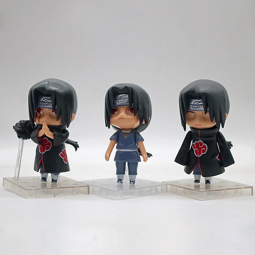 3pcs/set 10cm Anime Naruto Figure Toy Sasuke Kakashi Sakura Gaara Itachi Obito Madara Killer Bee Mini Model Doll for Children | Игрушки и