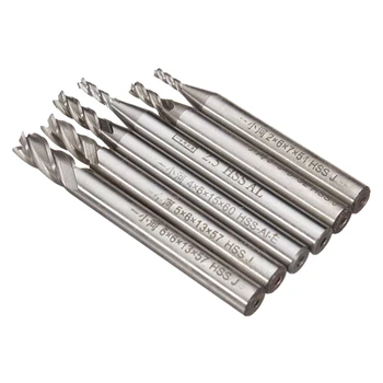 

6 pcs 4 Flute Milling Cutters HSS Milling Cutter Engraving Tools 2-6mm