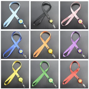 

Badge Holder Retractable Lanyard Badge Reel Nylon Cord Neck Lanyard Strap For ID Card Key Office Business Exhibition Supplies