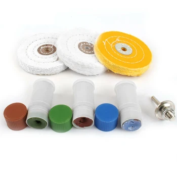 

7pcs Abrasive Tools Buffing Wheel Kit Deburring Cotton Blend Accessories Metal Cleaning Polishing Screw Rod Grinding Compound