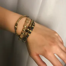 LISMLISM амулеты Браслеты Женские Бусы многослойный браслет Набор Девушка розовое золото цвет модные ювелирные изделия барокко цинковый сплав нарукавник