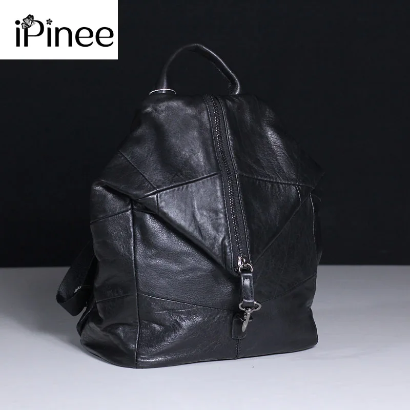 IPinee женский рюкзак из коровьей кожи вместительные школьные сумки мягкой