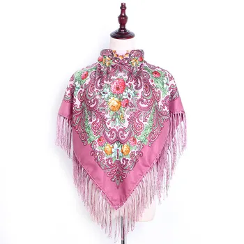 

10pcs / lot New Hot Spring and Autumn cotton printing square scarf fringed scarves female national wind