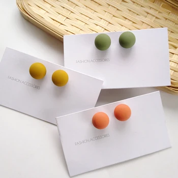 S925 needle Women Jewerly Cute Colorufl Ball stud Earrings Sweet Design Pink Yellow Green Round Bead Earrings Girl Female Gifts
