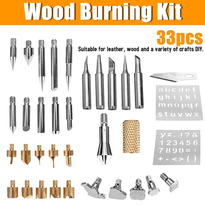 60W Electric Wood Burning Pen Soldering Iron Kit Tool EU Plug