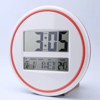 

Round Large Font Large Screen Electronic Clock Perpetual Calendar Clock Digital Hanging Clock Split Screen Display Wall Clock